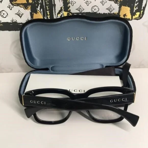 ✨ Luxury New Authentic Gucci GG1138O 001 Black Square Eyeglasses ✨
